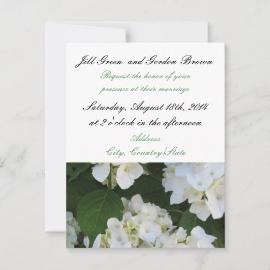 Elegant White Hydrangea Wedding Invitation Kaart (Voorkant)