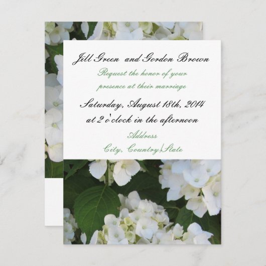 Elegant White Hydrangea Wedding Invitation Kaart (Voorkant / Achterkant)