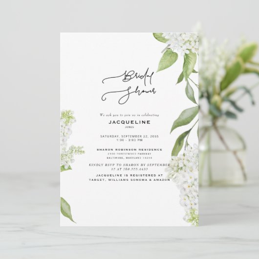 Elegant White Hydrangea White Vrijgezellenfeest Kaart (Staand voorkant)