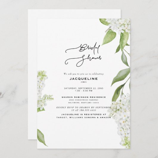 Elegant White Hydrangea White Vrijgezellenfeest Kaart (Voorkant / Achterkant)