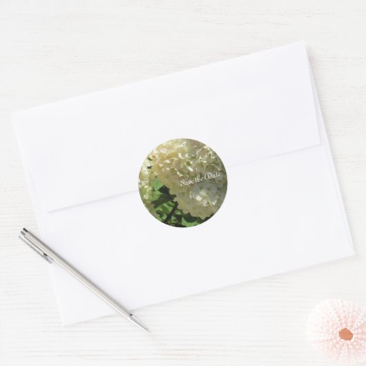 Elegant White Hydrangeas Ronde Sticker (Envelop)