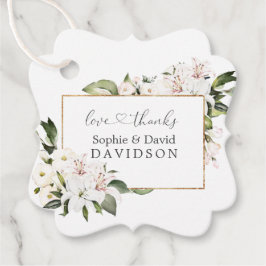 Elegant White Imperial Lilies Gold Wedding Bedankjes Labels