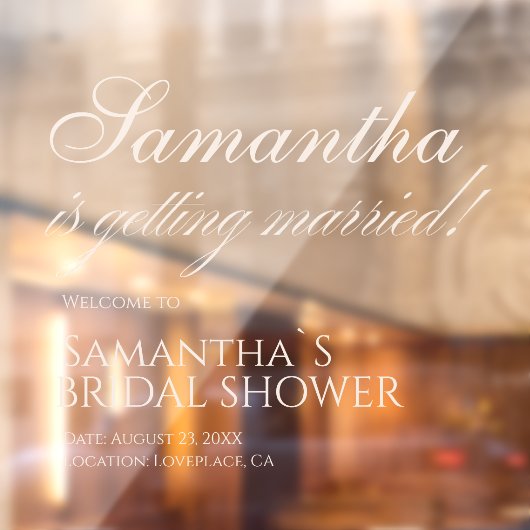 Elegant White is Getting Married! Bridal Shower  Raamsticker (Vel 2)