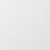 Elegant White is Getting Married! Bridal Shower  Raamsticker (Vel)