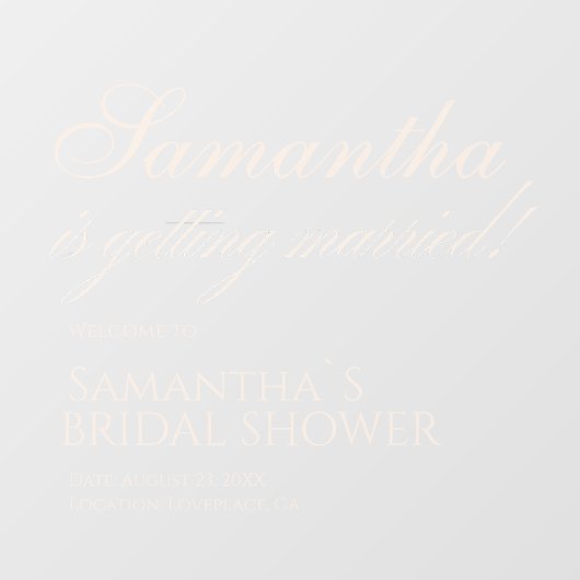 Elegant White is Getting Married! Bridal Shower  Raamsticker (Vel)