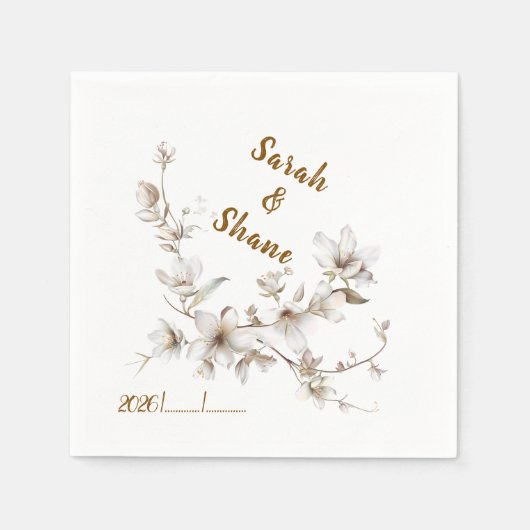 Elegant White & Ivory Blossom Wedding Servet (Voorkant)