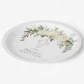 Elegant White Ivory Waterverf Floral Baptisme Papieren Bordje (Gekanteld)