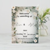 Elegant White Jasmine Floral Wedding Invitation |  Kaart (Staand voorkant)