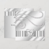 Elegant White Jewel diamant Silver Birthday Party Kaart (Voorkant / Achterkant)