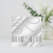 Elegant White Jewel diamant Silver Birthday Party Kaart (Staand voorkant)