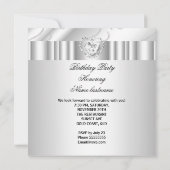Elegant White Jewel diamant Silver Birthday Party Kaart (Achterkant)