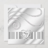 Elegant White Jewel diamant Silver Birthday Party Kaart (Voorkant)