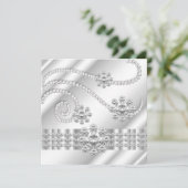 Elegant White Jewel diamant Silver Birthday Party Kaart (Staand voorkant)