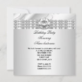 Elegant White Jewel diamant Silver Birthday Party Kaart (Achterkant)