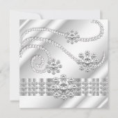 Elegant White Jewel diamant Silver Birthday Party Kaart (Voorkant)