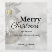 Elegant White Kerstannament Holiday Party Wijn Etiket (Enkel label)