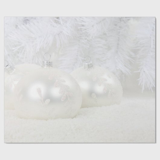 Elegant White Kerstbal Balls Holiday Cadeaupapier (Vlak)