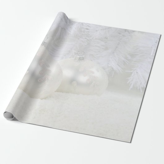 Elegant White Kerstbal Balls Holiday Cadeaupapier (Uitgerold)