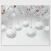Elegant White Kerstbal Balls Holiday Cadeaupapier (Vlak)