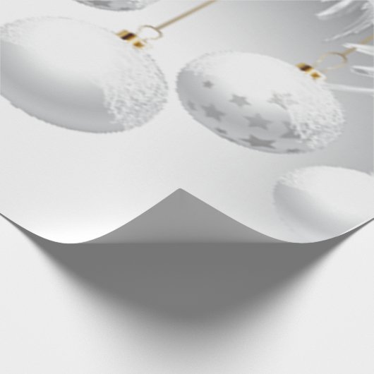 Elegant White Kerstbal Balls Holiday Cadeaupapier (Hoek)