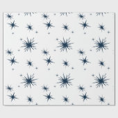 Elegant White KerstBlue Stars Cadeaupapier (Vlak)