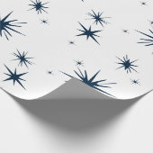 Elegant White KerstBlue Stars Cadeaupapier (Hoek)