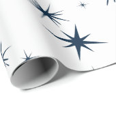 Elegant White KerstBlue Stars Cadeaupapier (Rol Hoek)