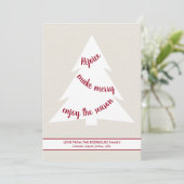 Elegant White-kerstboom, Bourgogdy Script beige Feestdagenkaart (Staand voorkant)