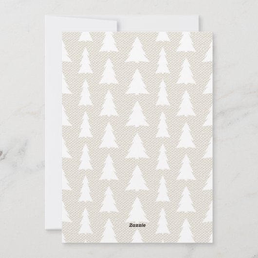 Elegant White-kerstboom, Bourgogdy Script beige Feestdagenkaart (Achterkant)