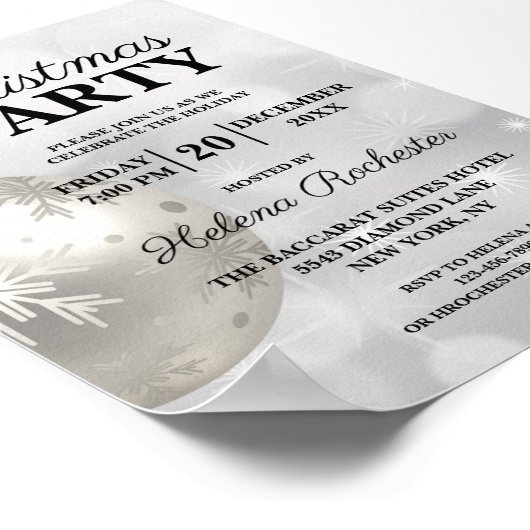 Elegant White Kerstfeestdag Poster (Hoek)