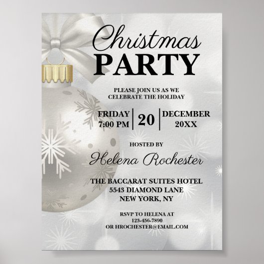 Elegant White Kerstfeestdag Poster (Voorkant)