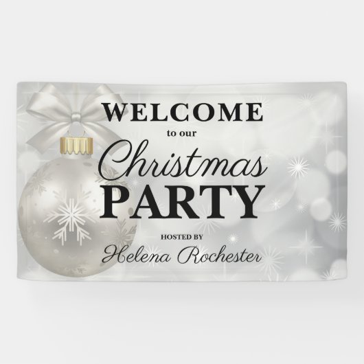 Elegant White Kerstfeestdag Spandoek (Horizontaal)