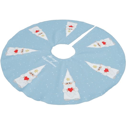 Elegant White Kerstgnomen op Light Blue Kerstboom Rok (Gekanteld)