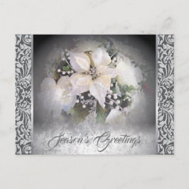 Elegant White Kerstmis Poinsettia Briefkaart
