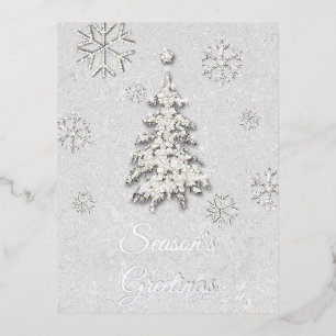 Elegant White Kerstmis Rhinestone Tree Snowflakes Folie Feestdagen Briefkaart