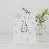 Elegant White Kerstmis Rhinestone Tree Snowflakes Folie Feestdagen Briefkaart (Staand Voorkant)