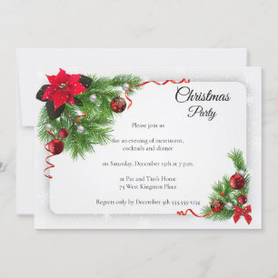 Elegant White Kerstparty Kaart