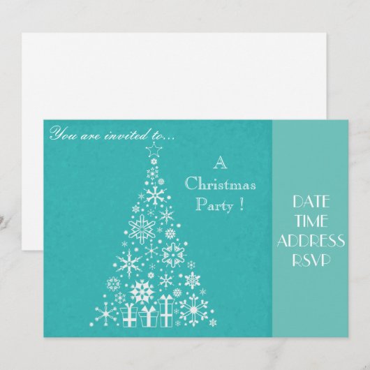 Elegant white kersttree party kaart (Voorkant / Achterkant)