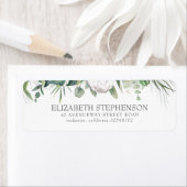 Elegant White King Protea en Tropical Greenery Etiket (Insitu)