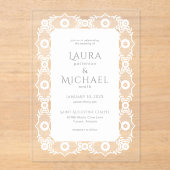 Elegant White Lace Acryl Uitnodigingen (Voorkant)