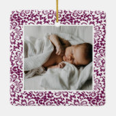 Elegant White Lace Baby's eerste kerstfoto Keramisch Ornament (Achterkant)