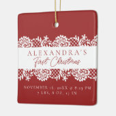 Elegant White Lace Baby's First Christmas Photo Keramisch Ornament (Links)