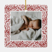 Elegant White Lace Baby's First Christmas Photo Keramisch Ornament (Achterkant)