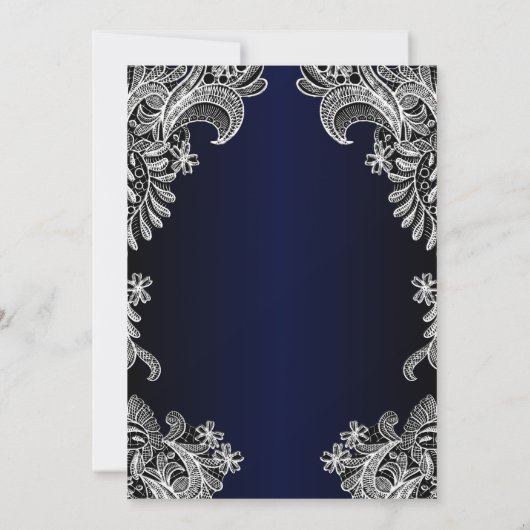 Elegant White Lace Blue Wedding Save The Date (Achterkant)