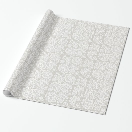Elegant White Lace Cadeaupapier (Uitgerold)