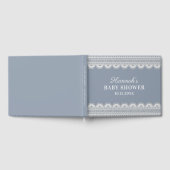 Elegant White Lace Dusty Blue Baby shower Gastenboek (Volledig)