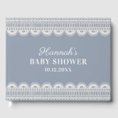 Elegant White Lace Dusty Blue Baby shower Gastenboek (Voorkant)