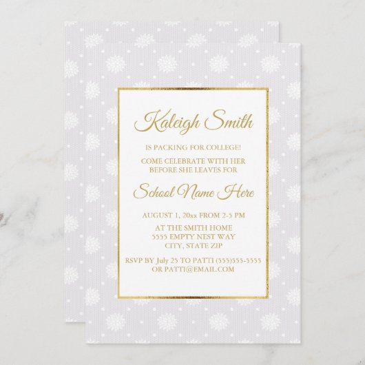 Elegant White Lace en Gold Trunk Party nodigt uit Kaart (Voorkant / Achterkant)