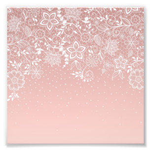 Elegant white lace floral and confetti design foto afdruk