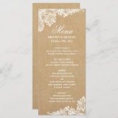 Elegant White Lace Kraft Weddenrenmenu Menu (Voorkant / Achterkant)